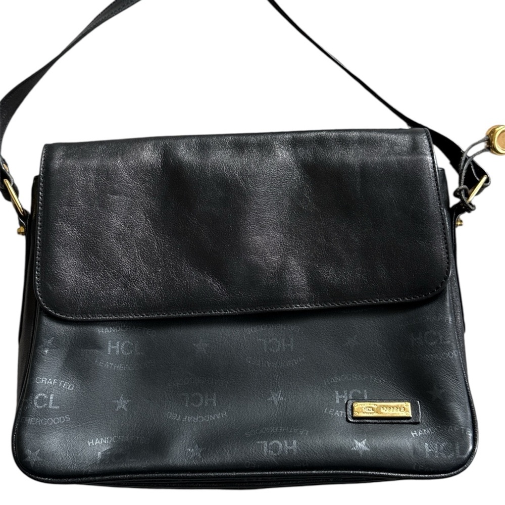 Vintage HCL Black Leather Crossbody Bag